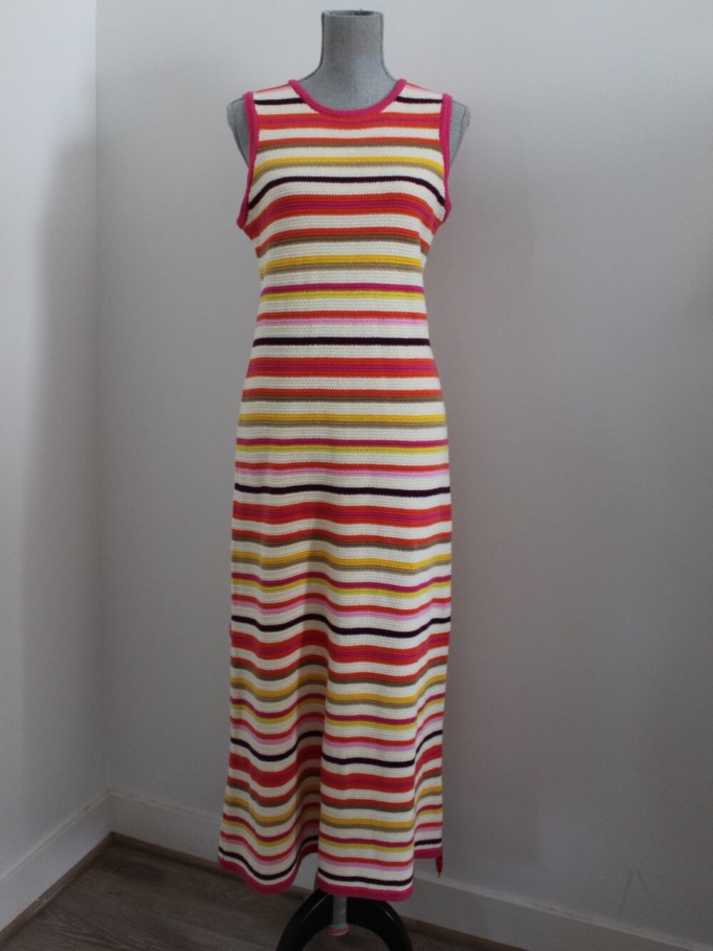 NWT Banjanan Sleeveless Citrus Stripe Calla Long Dress Knit M